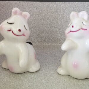 Salt & Pepper Van Tellingen Snuggle Huggies 1940s Bunny Hug Rabbit Ceramic White